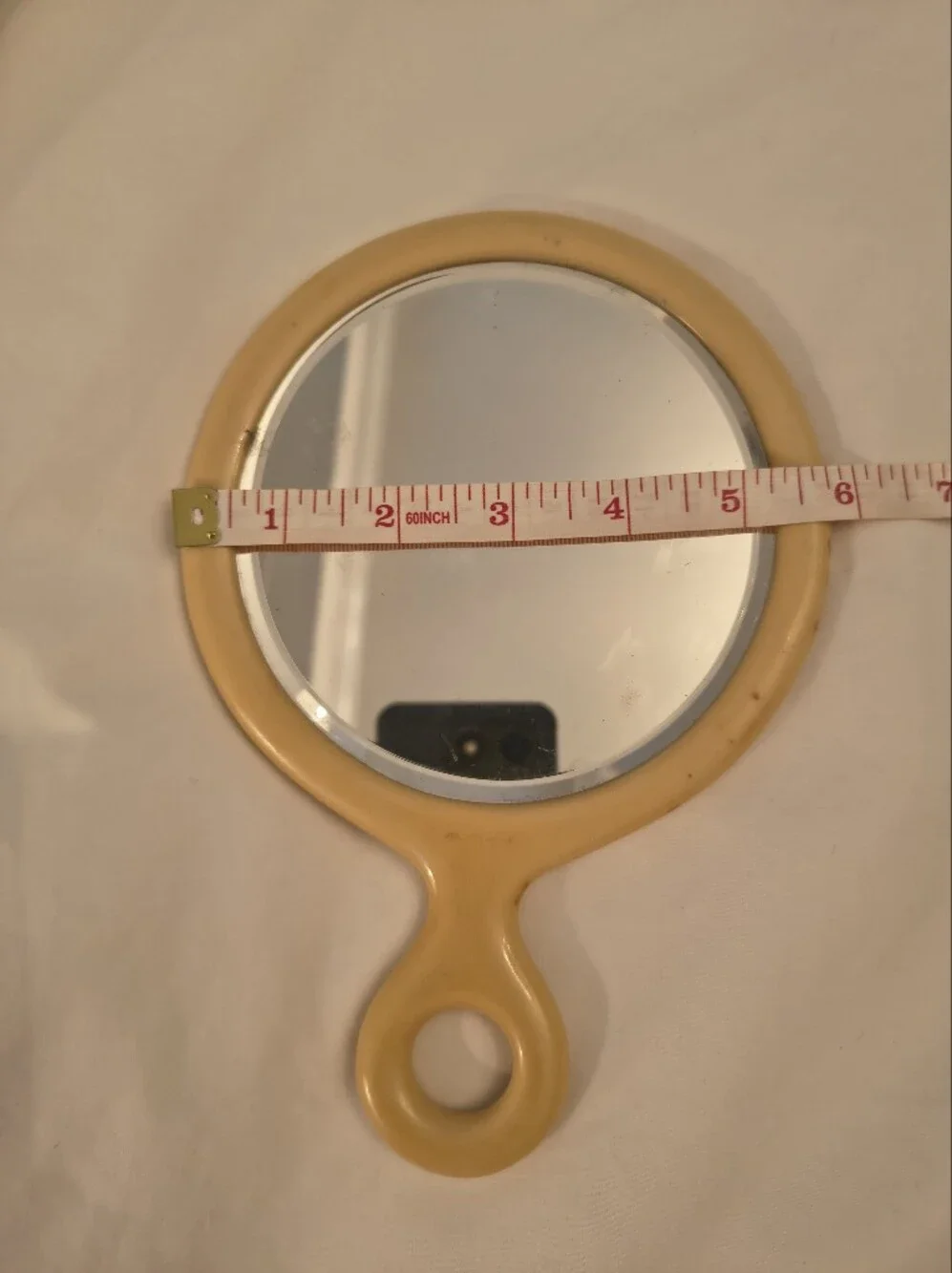 Vintage butterscotch yellow pyralin celluloid French ivory vanity mirror